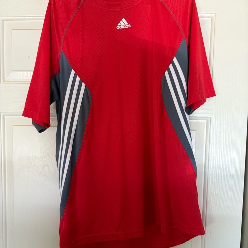 Retro Adidas Red Short Sleeve Performance Tee